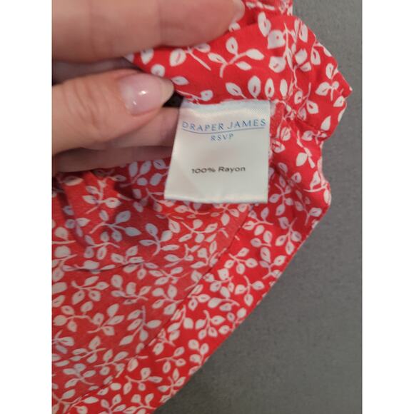 Draper James RSVP Red White Leaf Print Tank Top Size M Sleeveless Shirt EUC - Picture 9 of 9